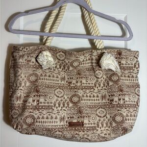 Sakroots Bayside Reversible Tote in Tobacco Batik World.